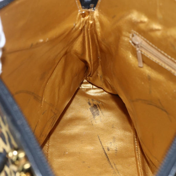 Gianni Versace Hand Bag PVC Leather 2way Yellow Gold Auth 155640