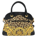 Gianni Versace Hand Bag PVC Leather 2way Yellow Gold Auth 155640-2