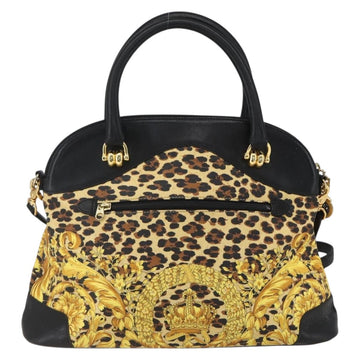 Gianni Versace Hand Bag PVC Leather 2way Yellow Gold Auth 155640 - 0