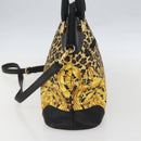 Gianni Versace Hand Bag PVC Leather 2way Yellow Gold Auth 155640-4