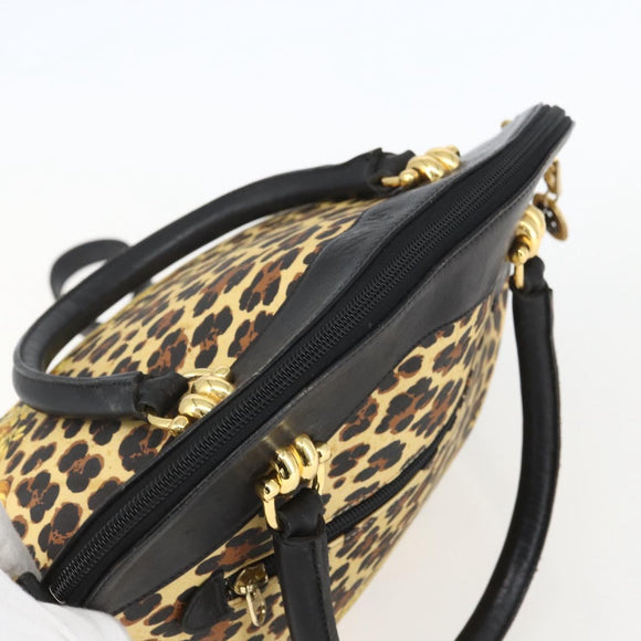 Gianni Versace Hand Bag PVC Leather 2way Yellow Gold Auth 155640