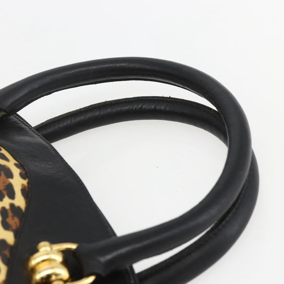 Gianni Versace Hand Bag PVC Leather 2way Yellow Gold Auth 155640