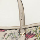 GUCCI Flora Tote Bag Leather White Gold 336777 Auth 155641V-9