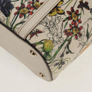 GUCCI Flora Tote Bag Leather White Gold 336777 Auth 155641V-16