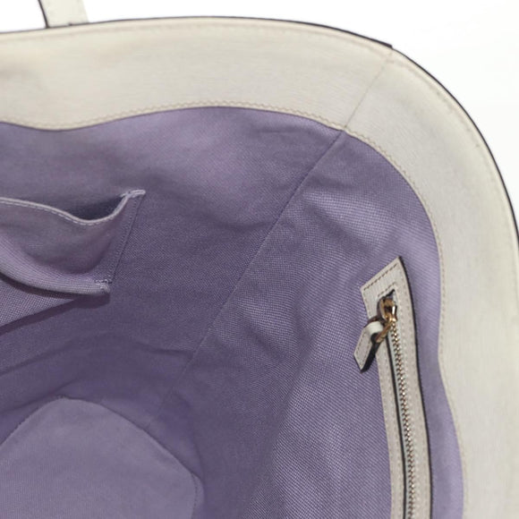 GUCCI Flora Tote Bag Leather White Gold 336777 Auth 155641V