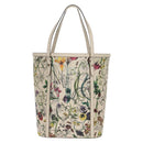 GUCCI Flora Tote Bag Leather White Gold 336777 Auth 155641V-13