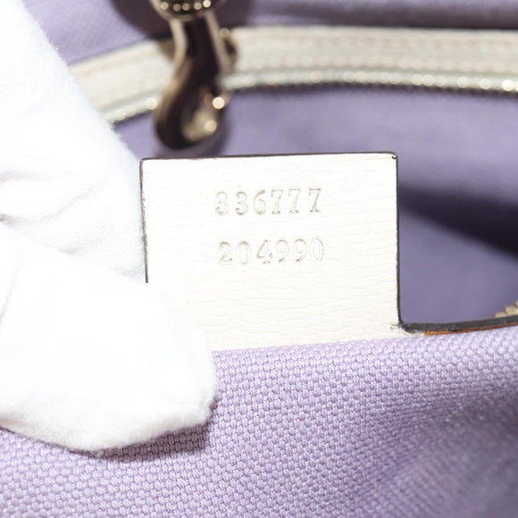 GUCCI Flora Tote Bag Leather White Gold 336777 Auth 155641V