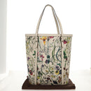 GUCCI Flora Tote Bag Leather White Gold 336777 Auth 155641V-12