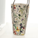 GUCCI Flora Tote Bag Leather White Gold 336777 Auth 155641V-4