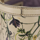 GUCCI Flora Tote Bag Leather White Gold 336777 Auth 155641V-5