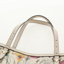 GUCCI Flora Tote Bag Leather White Gold 336777 Auth 155641V-14