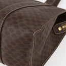 CELINE Macadam Canvas Tote Bag PVC Leather Brown Gold Auth 155642-10