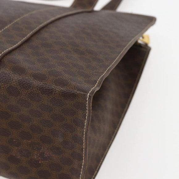 CELINE Macadam Canvas Tote Bag PVC Leather Brown Gold Auth 155642