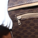 CELINE Macadam Canvas Tote Bag PVC Leather Brown Gold Auth 155642-16