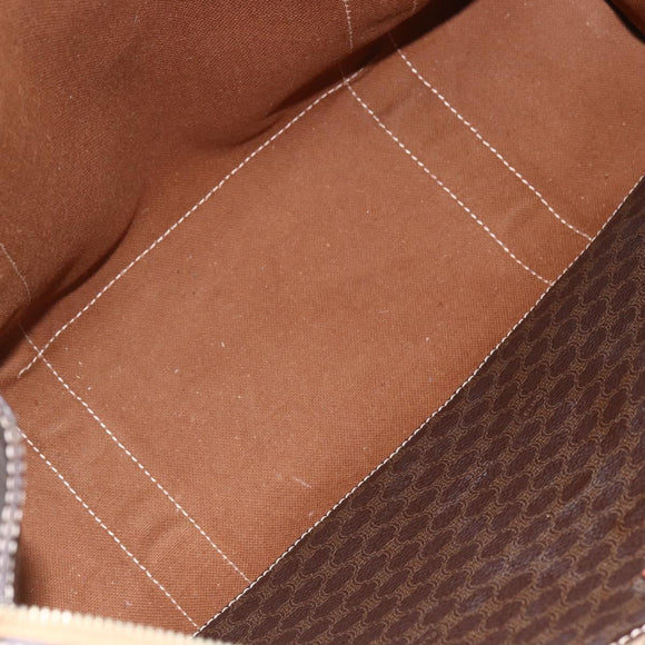 CELINE Macadam Canvas Tote Bag PVC Leather Brown Gold Auth 155642