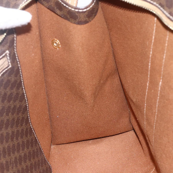 CELINE Macadam Canvas Tote Bag PVC Leather Brown Gold Auth 155642