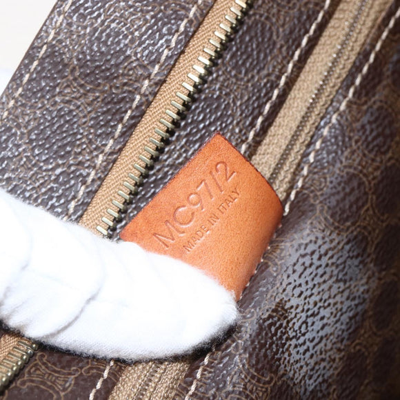 CELINE Macadam Canvas Tote Bag PVC Leather Brown Gold Auth 155642