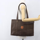 CELINE Macadam Canvas Tote Bag PVC Leather Brown Gold Auth 155642-22