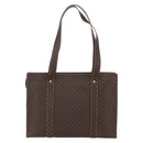 CELINE Macadam Canvas Tote Bag PVC Leather Brown Gold Auth 155642-3