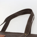 CELINE Macadam Canvas Tote Bag PVC Leather Brown Gold Auth 155642-8