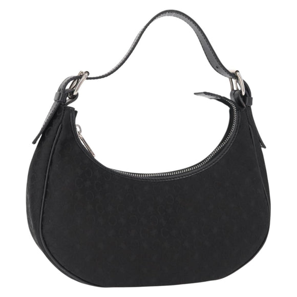 CELINE C Macadam Canvas Hand Bag Black Silver Auth 155645