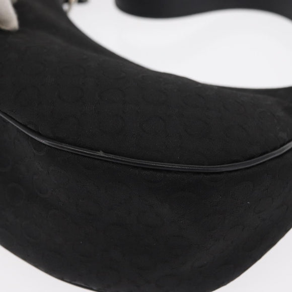 CELINE C Macadam Canvas Hand Bag Black Silver Auth 155645