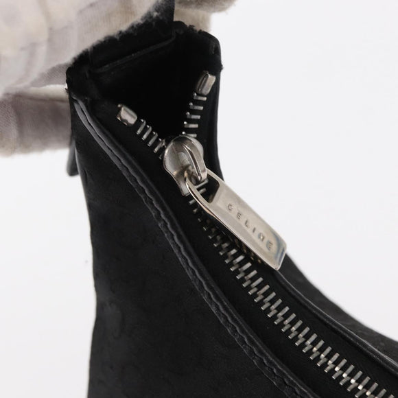 CELINE C Macadam Canvas Hand Bag Black Silver Auth 155645