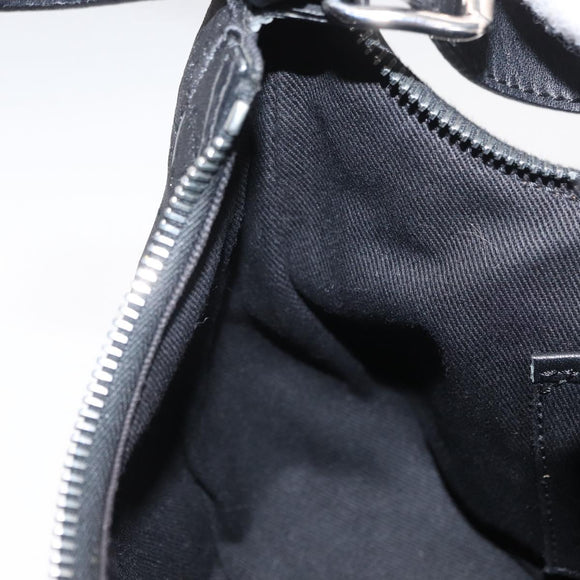 CELINE C Macadam Canvas Hand Bag Black Silver Auth 155645