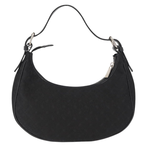 CELINE C Macadam Canvas Hand Bag Black Silver Auth 155645