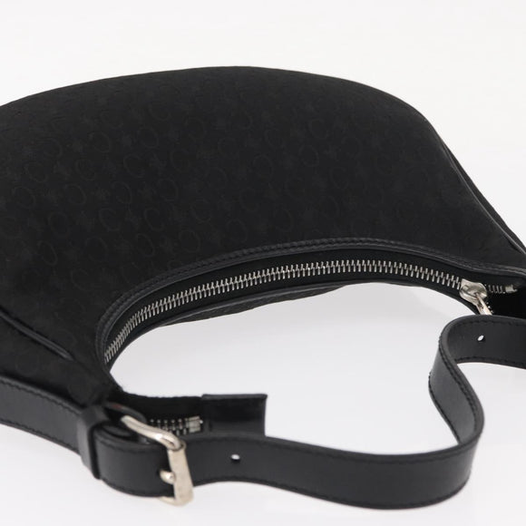 CELINE C Macadam Canvas Hand Bag Black Silver Auth 155645