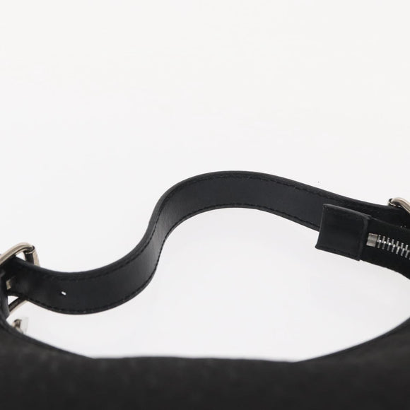 CELINE C Macadam Canvas Hand Bag Black Silver Auth 155645