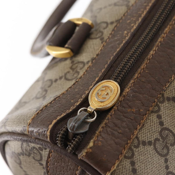 GUCCI GG Supreme Web Sherry Line Boston Bag PVC Beige Gold 40 02 006 Auth 155649