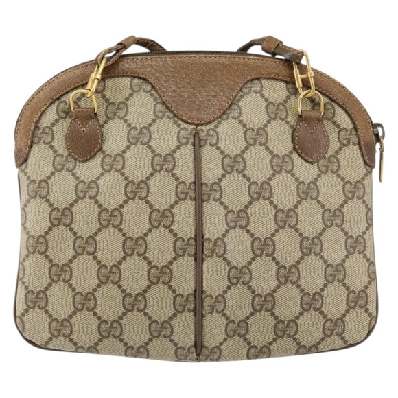 GUCCI GG Supreme Web Sherry Line Bag PVC Beige Gold 904 02 047 Auth 155650