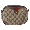 GUCCI GG Supreme Web Sherry Line Bag PVC Beige Gold 156 02 066 Auth 155651-1