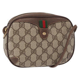 GUCCI GG Supreme Web Sherry Line Bag PVC Beige Gold 156 02 066 Auth 155651