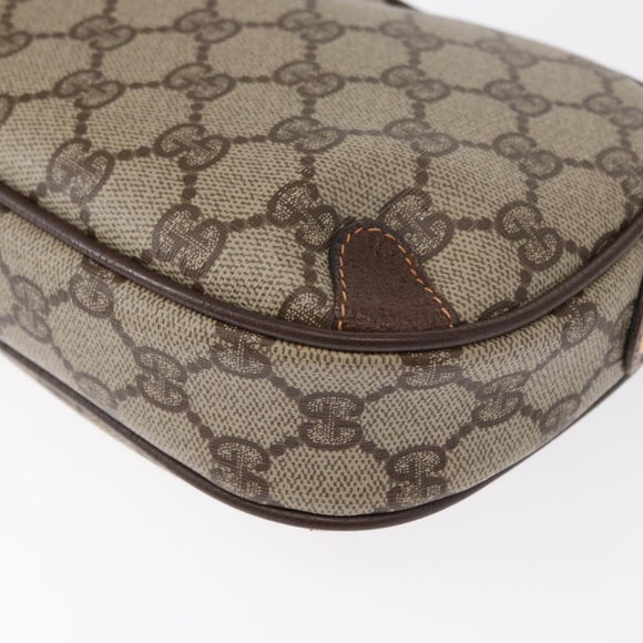 GUCCI GG Supreme Web Sherry Line Bag PVC Beige Gold 156 02 066 Auth 155651