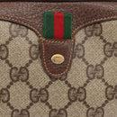 GUCCI GG Supreme Web Sherry Line Bag PVC Beige Gold 156 02 066 Auth 155651-14