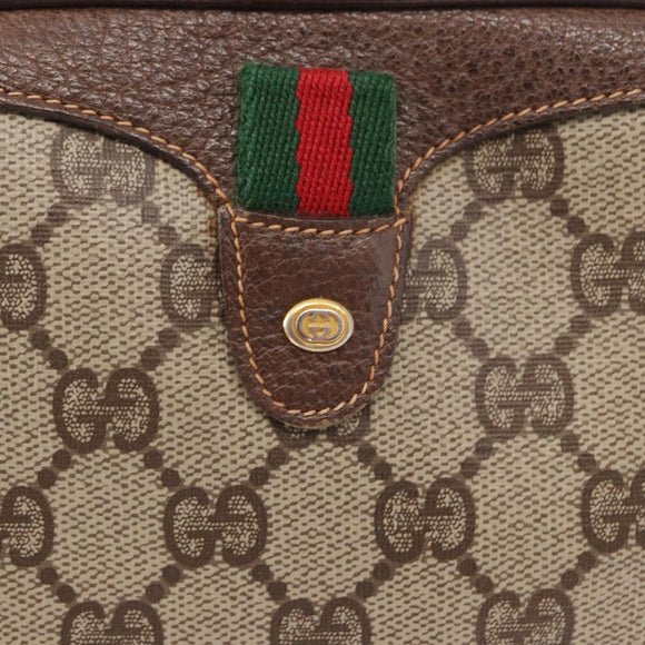 GUCCI GG Supreme Web Sherry Line Bag PVC Beige Gold 156 02 066 Auth 155651