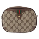 GUCCI GG Supreme Web Sherry Line Bag PVC Beige Gold 156 02 066 Auth 155651-2