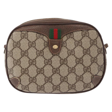 GUCCI GG Supreme Web Sherry Line Bag PVC Beige Gold 156 02 066 Auth 155651 - 0
