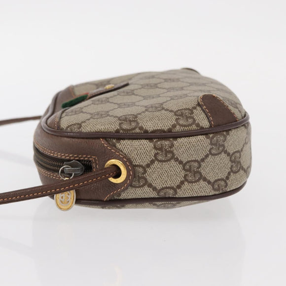 GUCCI GG Supreme Web Sherry Line Bag PVC Beige Gold 156 02 066 Auth 155651