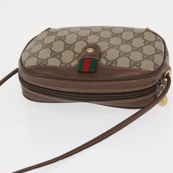 GUCCI GG Supreme Web Sherry Line Bag PVC Beige Gold 156 02 066 Auth 155651