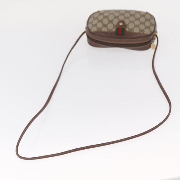 GUCCI GG Supreme Web Sherry Line Bag PVC Beige Gold 156 02 066 Auth 155651