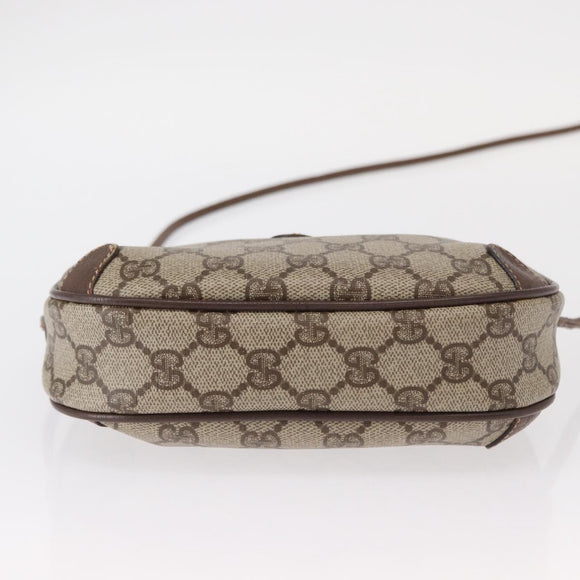 GUCCI GG Supreme Web Sherry Line Bag PVC Beige Gold 156 02 066 Auth 155651