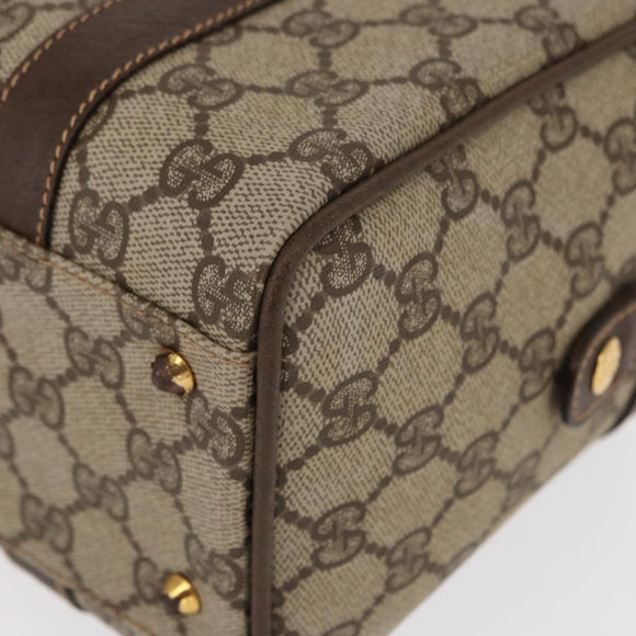 GUCCI GG Supreme Hand Bag PVC Beige Gold 000 101 0093 Auth 155653