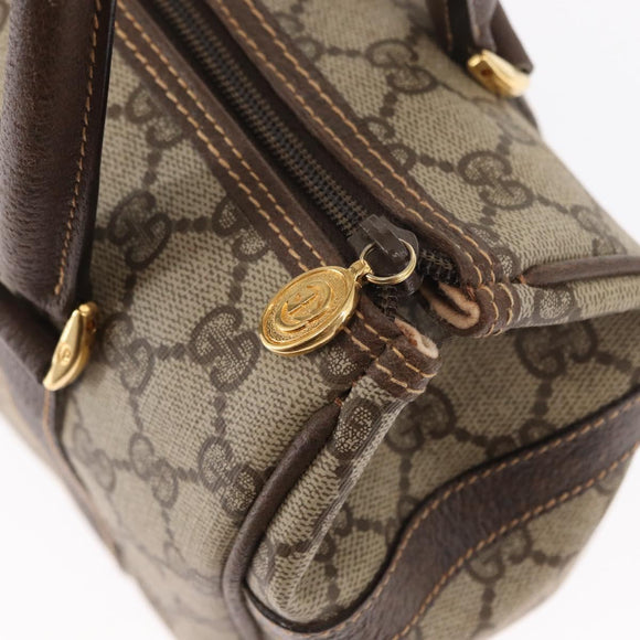 GUCCI GG Supreme Hand Bag PVC Beige Gold 000 101 0093 Auth 155653