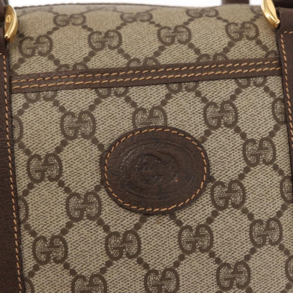 GUCCI GG Supreme Hand Bag PVC Beige Gold 000 101 0093 Auth 155653