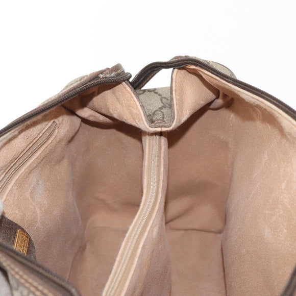 GUCCI GG Supreme Hand Bag PVC Beige Gold 000 101 0093 Auth 155653