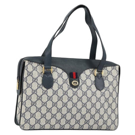 GUCCI GG Supreme Sherry Line Hand Bag PVC Navy Red 41 02 079 Auth 155654