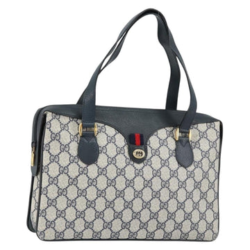 GUCCI GG Supreme Sherry Line Hand Bag PVC Navy Red 41 02 079 Auth 155654